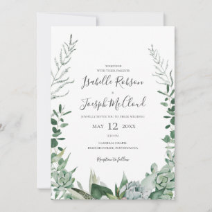 Sukkulente Vegetation   Alle in einer Hochzeit Einladung