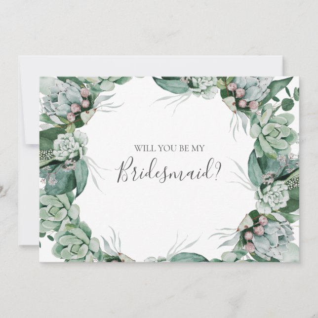 Sukkulente Vegetation | Bridesmaid-Vorschlagskarte Einladung (Vorderseite)