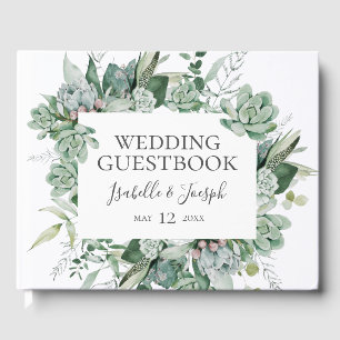 Sukkulente Vegetation Dark Green Wedding Guest B Gästebuch