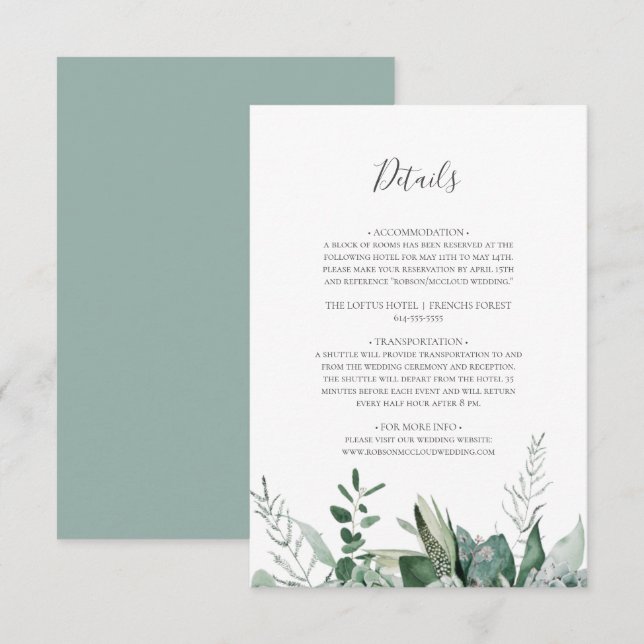 Sukkulente Vegetation | Details zur Seite Begleitkarte (Vorne/Hinten)