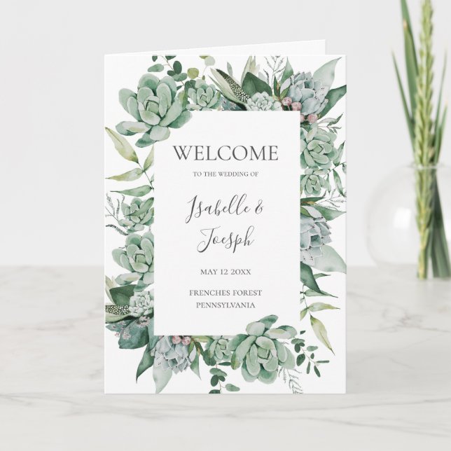 Sukkulente Vegetation | Geflochtenes Hochzeitsprog Programm (Vorderseite)