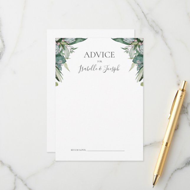 Sukkulente Vegetation | Hochzeitsratgeber Hinweiskarte (Vorderseite/Rückseite Beispiel)
