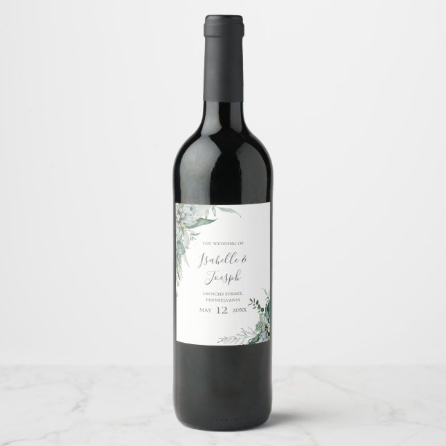 Sukkulente Vegetation | Hochzeitsweinsiegel Weinetikett (Vorderseite)