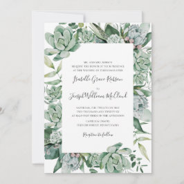 Sukkulente Vegetation | Traditionelle Hochzeit Einladung