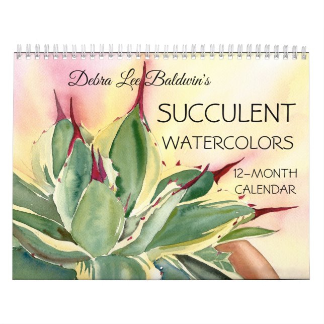 Sukkulente Wasserfarben 12 Monate Kalender (Titelbild)