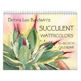 Sukkulente Wasserfarben 12 Monate Kalender