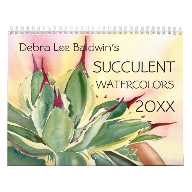 Sukkulente Wasserfarben 20XX von Debra Lee Baldwin Kalender (Titelbild)