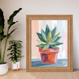 Sukkulente Zimmerpflanze Wasserfarbe Botanisch Poster