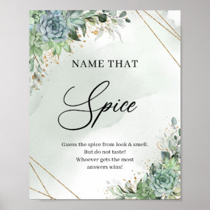 Sukkulenten floral gold Name that Spice Spielschil Poster