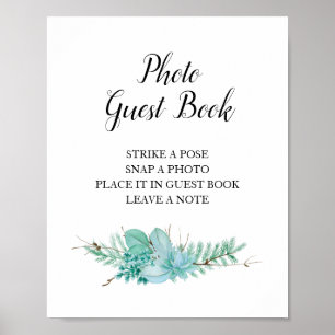 Sukkulenten-Foto-Gästebuch-Hochzeitsschild Poster