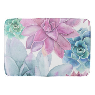 Sukkulenten Moderne Chic Fiesta Garten Floral Weiß Badematte