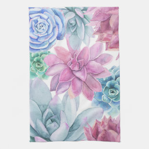 Sukkulenten Moderne Chic Fiesta Garten Floral Weiß Geschirrtuch