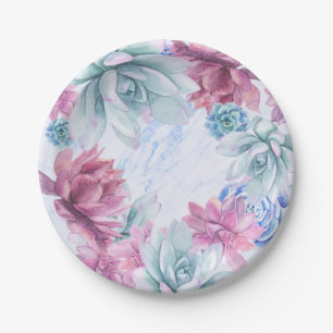 Sukkulenten Moderne Chic Marmor Brautdusche Fiesta Pappteller