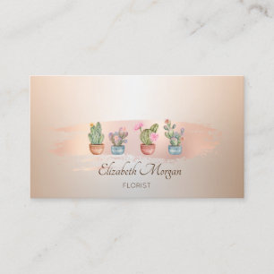 Sukkulenten Rose Gold Pinselstrich Bäckerei Visitenkarte