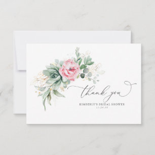 Sukkulenten und rosa Blumen Kleine Dankeschön Dankeskarte
