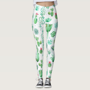 Sukkulenter Garten: Aquarellfarbener, nahtloser Hi Leggings