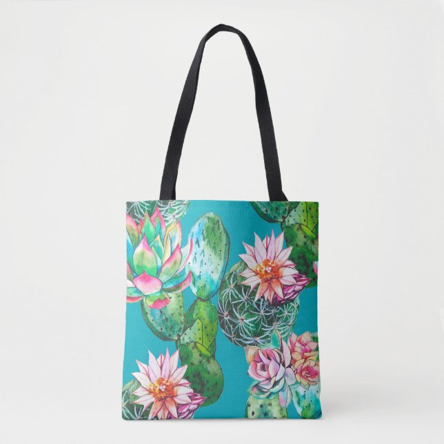 Sukkuline Aquarellmuster Tasche (Vorderseite)