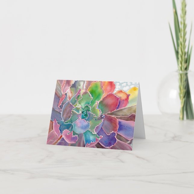 Sukkulöse, zerrissene Echeveria-Grußkarte Karte (Vorderseite)