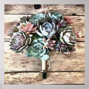 Sukkultistische Bouquet in Pastelltönen Poster