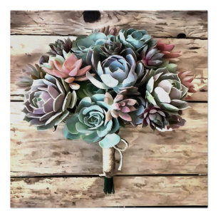 Sukkultistische Bouquet in Pastelltönen Poster