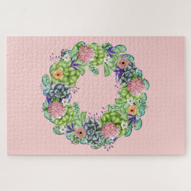 Sukkultureller Blumenstrauß auf Rosa (Horizontal)