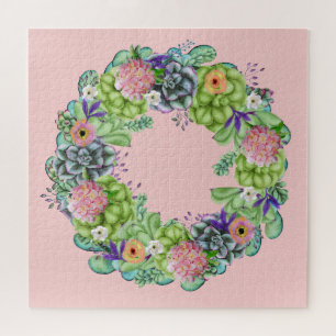 Sukkultureller Blumenstrauß auf Rosa