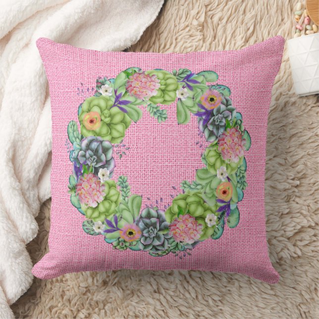 Sukkultureller Blumenstrauß auf Rosa Kissen (Decke)