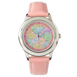 Sukkultureller Garten Wasserfarben Farben Pastell Armbanduhr