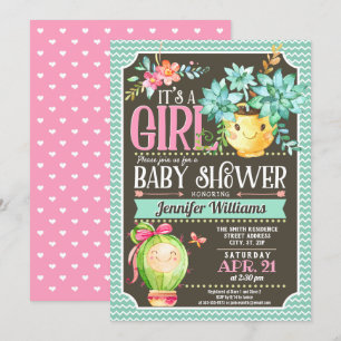Sukkulturen, Cactus Girl Garden Babydusche Einladung