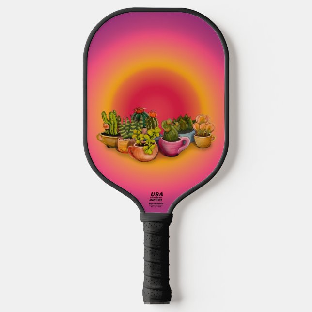 Sukkulturen in Kaffee Cups Kohlenfaser-Verschluss Pickleball Schläger (Vorderseite)