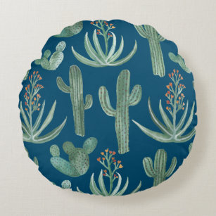 Sukkulturen und saguaro cacti Pflanze auf blau Rundes Kissen