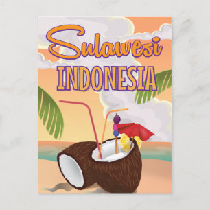 Sulawesi Indonesien Vintage-Reiseposter Postkarte