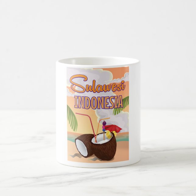 Sulawesi Indonesien Vintages Reiseplakat Kaffeetasse (Mittel)