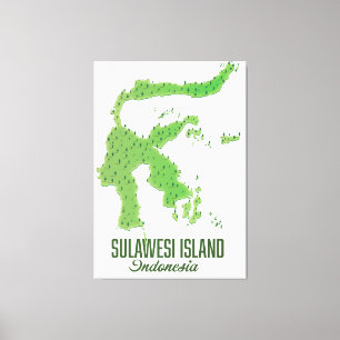 Sulawesi Insel Indonesien Karte Leinwanddruck