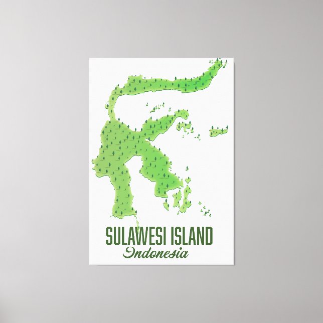 Sulawesi Insel Indonesien Karte Leinwanddruck (Vorderseite)