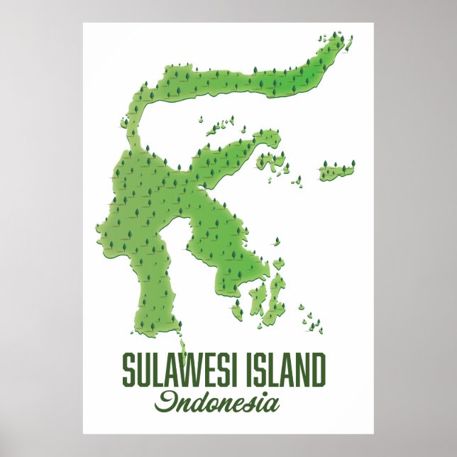 Sulawesi Insel Indonesien Karte Poster (Vorne)