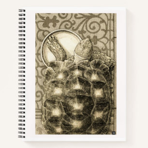 Sulcata-Schildkröte Art Nouveau Tinte Sepia-Zeichn Notizbuch