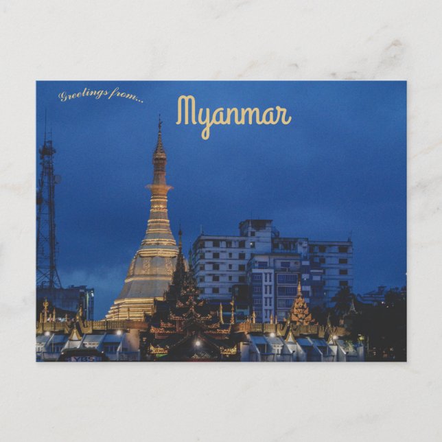 Sule Pagoda im Stadtzentrum Yangon Myanmar Birma Postkarte (Vorderseite)