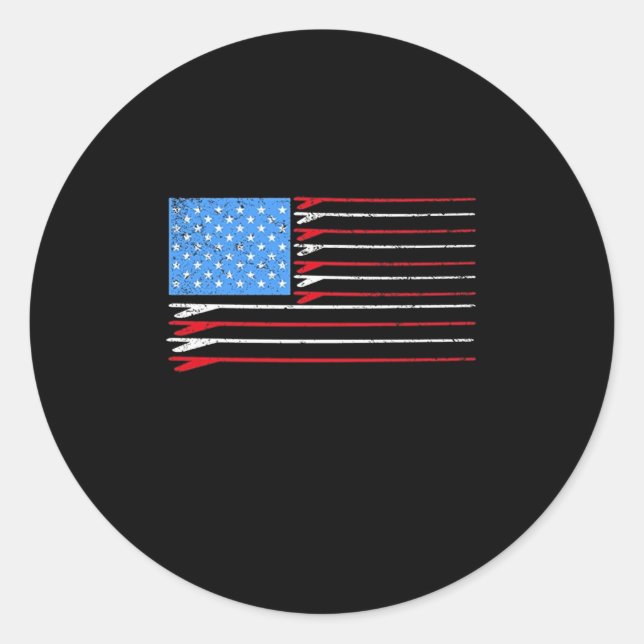 Sulfing Lover| Red Surfboard Lines American Flag Runder Aufkleber (Vorderseite)