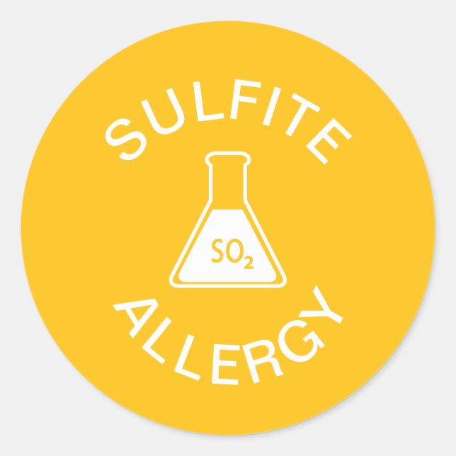 Sulfite-Allergie-Warnung Runder Aufkleber (Vorderseite)