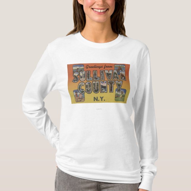 Sullivan County, New York - große Buchstabe-Szenen T-Shirt (Vorderseite)