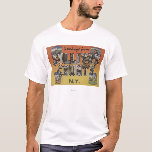 Sullivan County, New York - große Buchstabe-Szenen T-Shirt (Vorderseite)