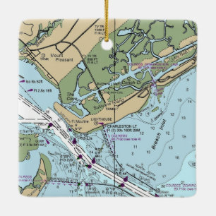 Sullivan Island South Carolina Chart Keramikornament