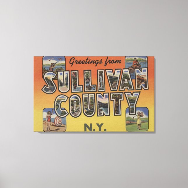 Sullivan Landkreis, New York - Große Briefszenen Leinwanddruck (Vorderseite)