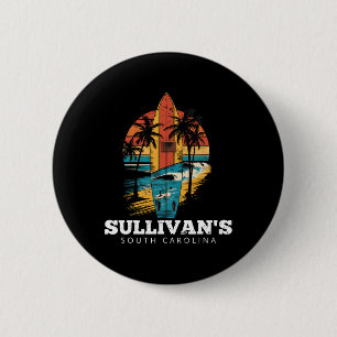 Sullivans South Carolina Surfboard Surfen Retro Button