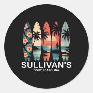 Sullivans South Carolina Surfboard Surfen Retro  Runder Aufkleber