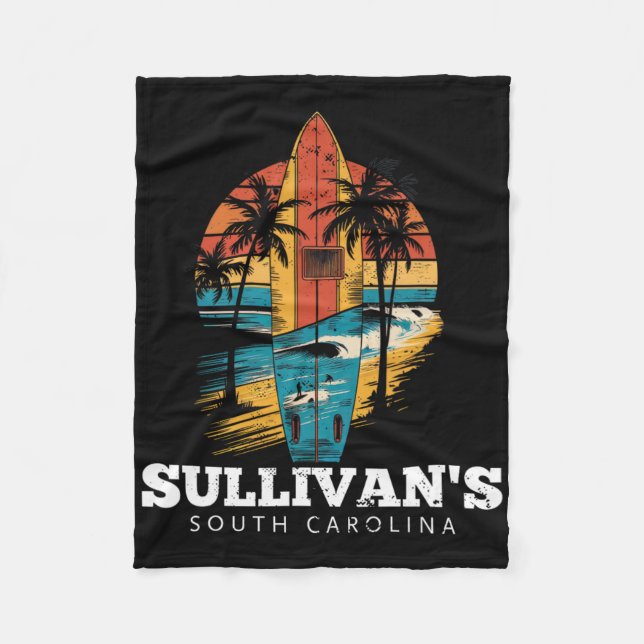Sullivan's South Carolina Surfboard Surfing Retro  Fleecedecke (Vorderseite)