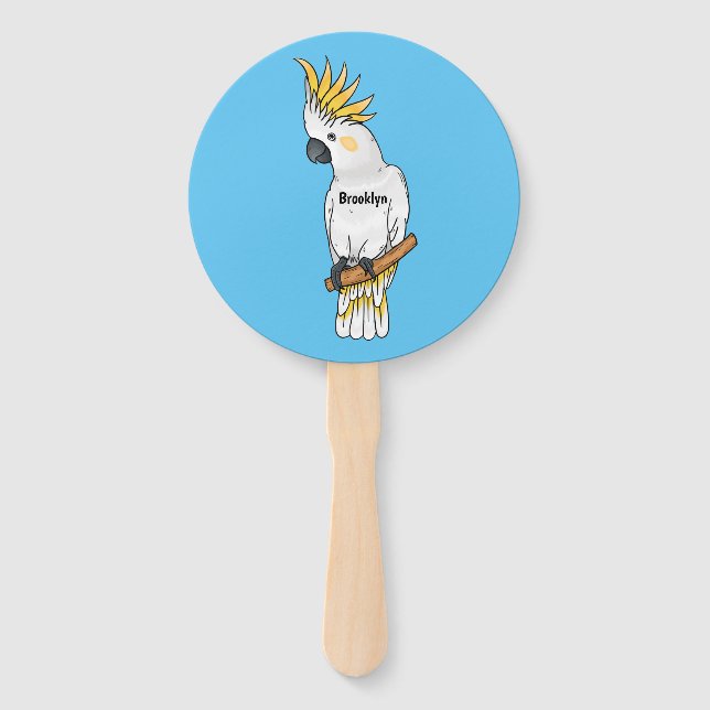 Sulphur-crested cockatoo bird cartoon illustration fächer (Vorderseite)