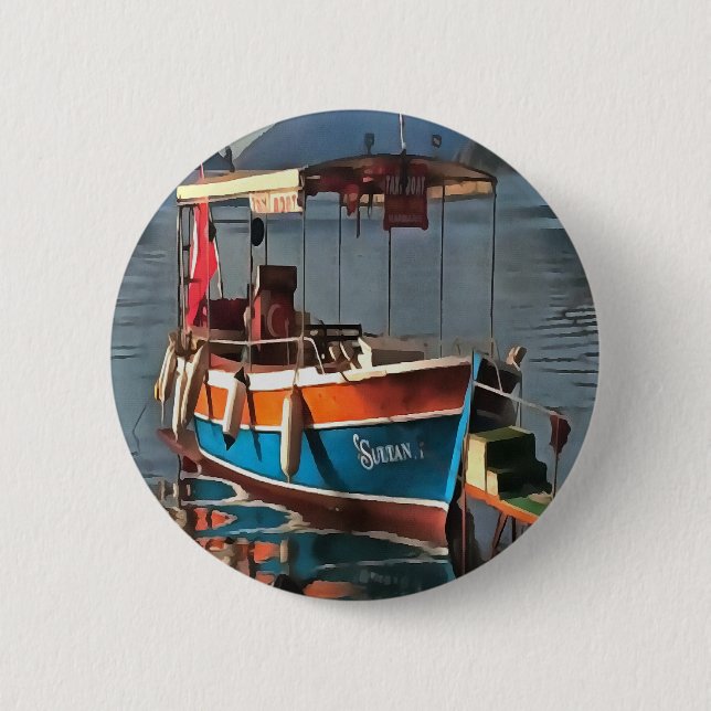 Sultan Taxi Boot Marmaris Schöne Kunst Button (Vorderseite)