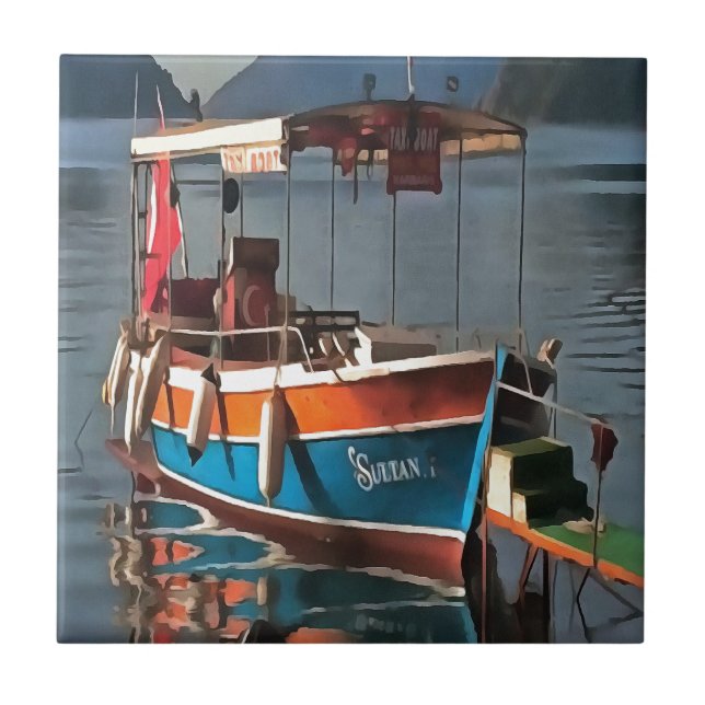 Sultan Taxi Boot Marmaris Schöne Kunst Fliese (Vorderseite)